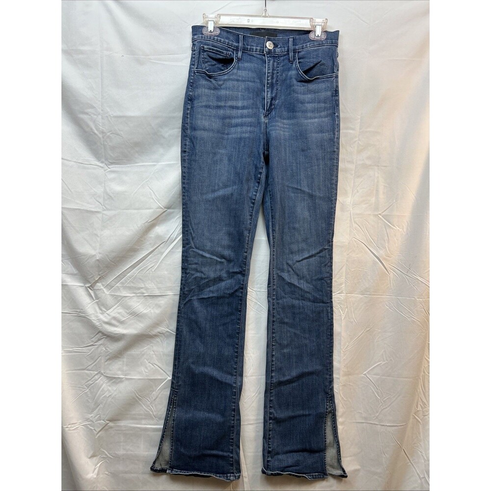 3 X 1 NYC Jeans Women’s 28 Connor Blue Flare Split Hem Stretch Denim Made USA